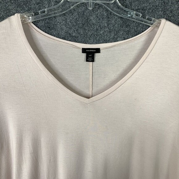 Halogen Stretch Short Sleeve Tee Women XXL Blush Pink Wide V-neck - Picture 4 of 9